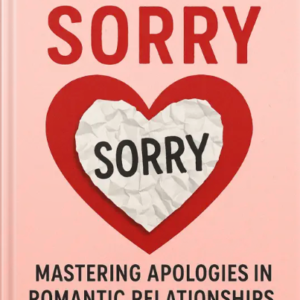 Book cover of ‘Heartfelt Sorry’ featuring a red heart with a crumpled paper heart inside displaying the word ‘Sorry’ on a pink background.