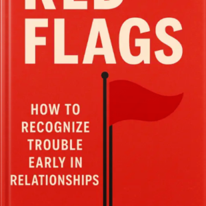 Book cover for Red Flags by Louise Blount, featuring a red background with a waving red flag symbolizing warning signs in relationships.
