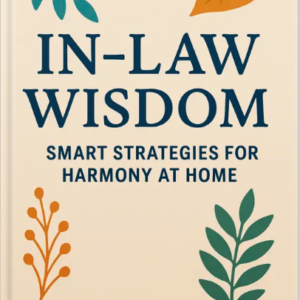 Book cover of ‘In-Law Wisdom’ featuring botanical illustrations around the title on a beige background.