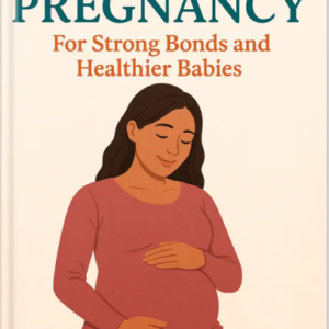 Book cover titled 'Mindful Pregnancy: For Strong Bonds and Healthier Babies' featuring an illustration of a pregnant woman gently holding her belly.