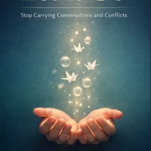 Hands releasing glowing paper cranes symbolizing letting go of conflict and emotional burdens