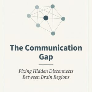 Minimalist book cover for "The Communication Gap: Fixing Hidden Disconnects Between Brain Regions" by Louise Blount. The design features a warm cream background framed by a thin teal border, elegant slate-teal typography, and a delicate, abstract geometric motif resembling a neural network.