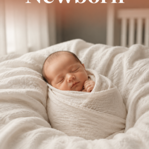 Premium photorealistic ebook cover featuring a tightly swaddled sleeping newborn resting on soft ivory linen in a softly lit nursery. The top section contains the title “Soothe Your Newborn” in large ivory serif typography over a warm clay-toned background. Below the baby image appears the subtitle “Peaceful Nights Start Here Tonight,” with the author name “Louise Blount” centered in white text on a soft slate ribbon at the bottom.