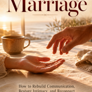 A hand rests open, palm up, on a linen tablecloth as a second hand reaches toward it in warm golden light; title text reads The Silent Marriage.