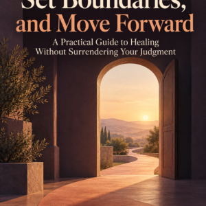 Cover of Forgive, Set Boundaries, and Move Forward by Louise Blount, showing an open doorway and a warm path leading into a sunrise landscape.