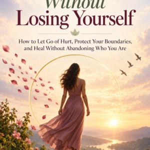 Book cover of Forgiveness Without Losing Yourself by Louise Blount, showing a woman overlooking a peaceful sunrise landscape, symbolizing healing, freedom, boundaries, and emotional growth.