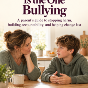 When Your Child Is the One Bullying by Louise Blount: ebook cover showing a mother and child talking at a kitchen table.