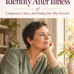 Cover of Body Image and Identity After Illness by Louise Blount, showing a woman in a sage blouse looking thoughtfully toward a sunlit window.